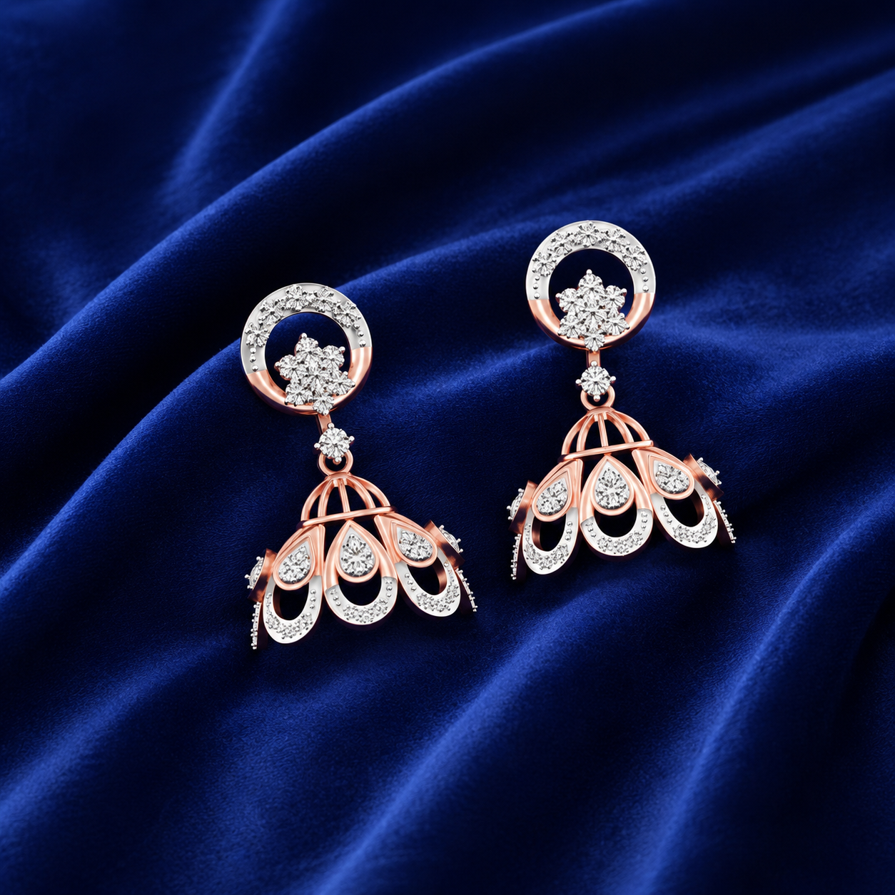 Designer Elegant Diamond Jhumki Earrings