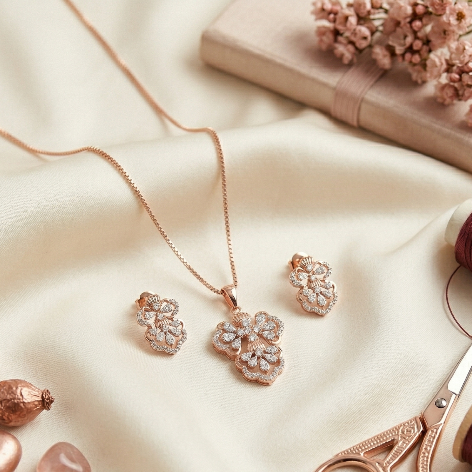 Golden Touch Diamond Pendant Set