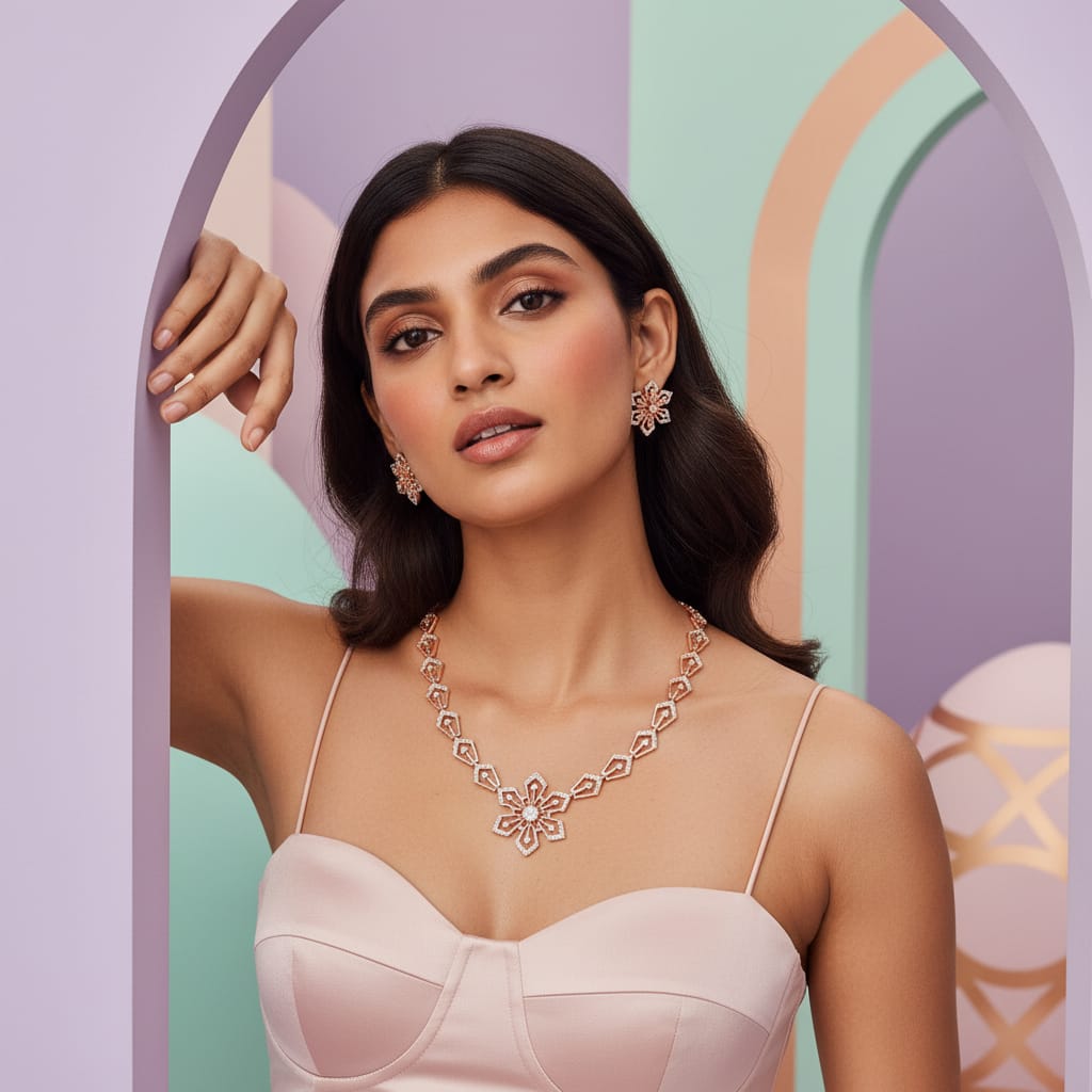 Ethereal Diamond Aura Necklace Set