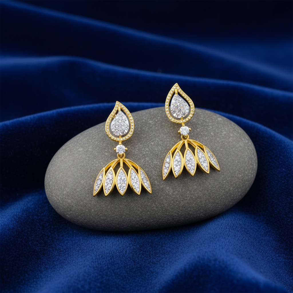 Radiant Cut Diamond Jhumki Earrings