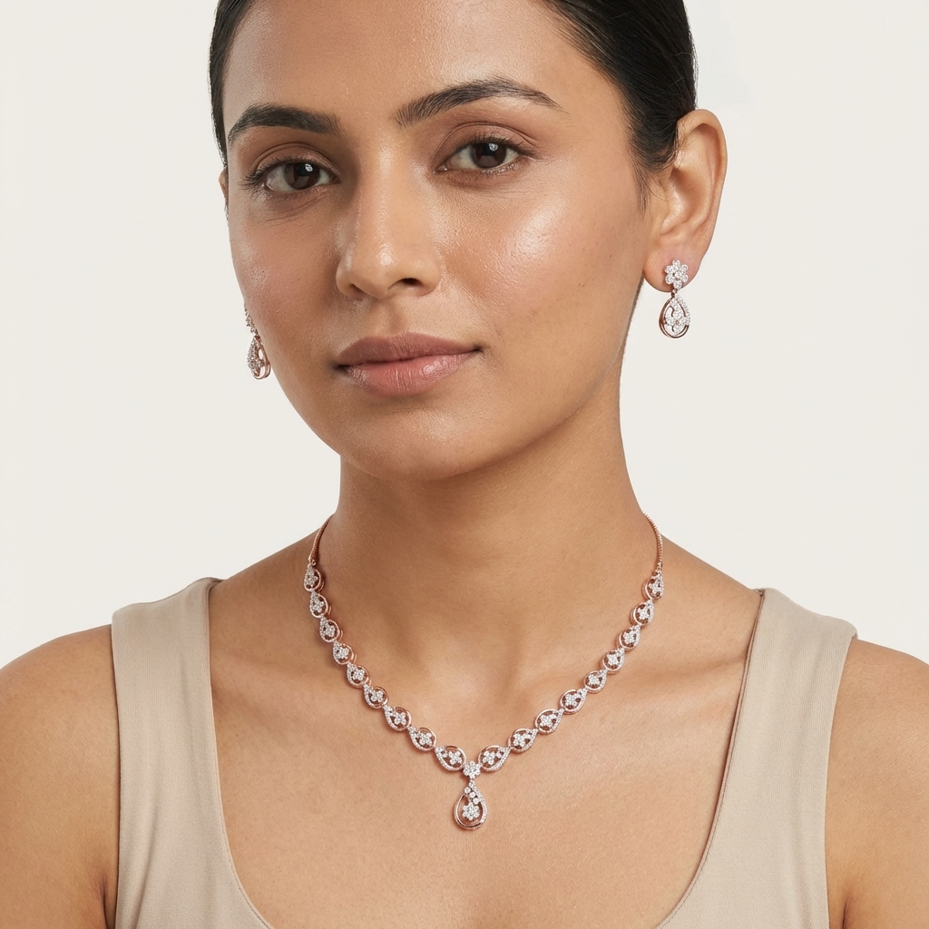 Classic Diamond Aura Necklace Set - 3