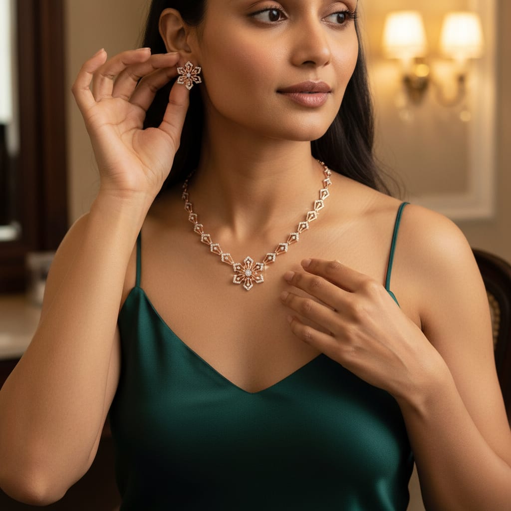 Ethereal Diamond Aura Necklace Set - 4