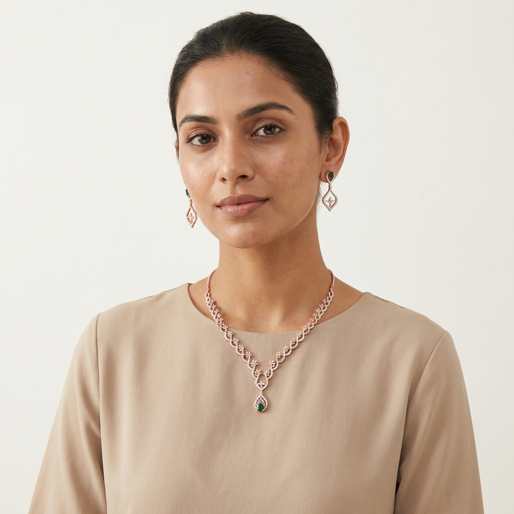 Silver Glow Diamond Elegance Necklace Set - 4