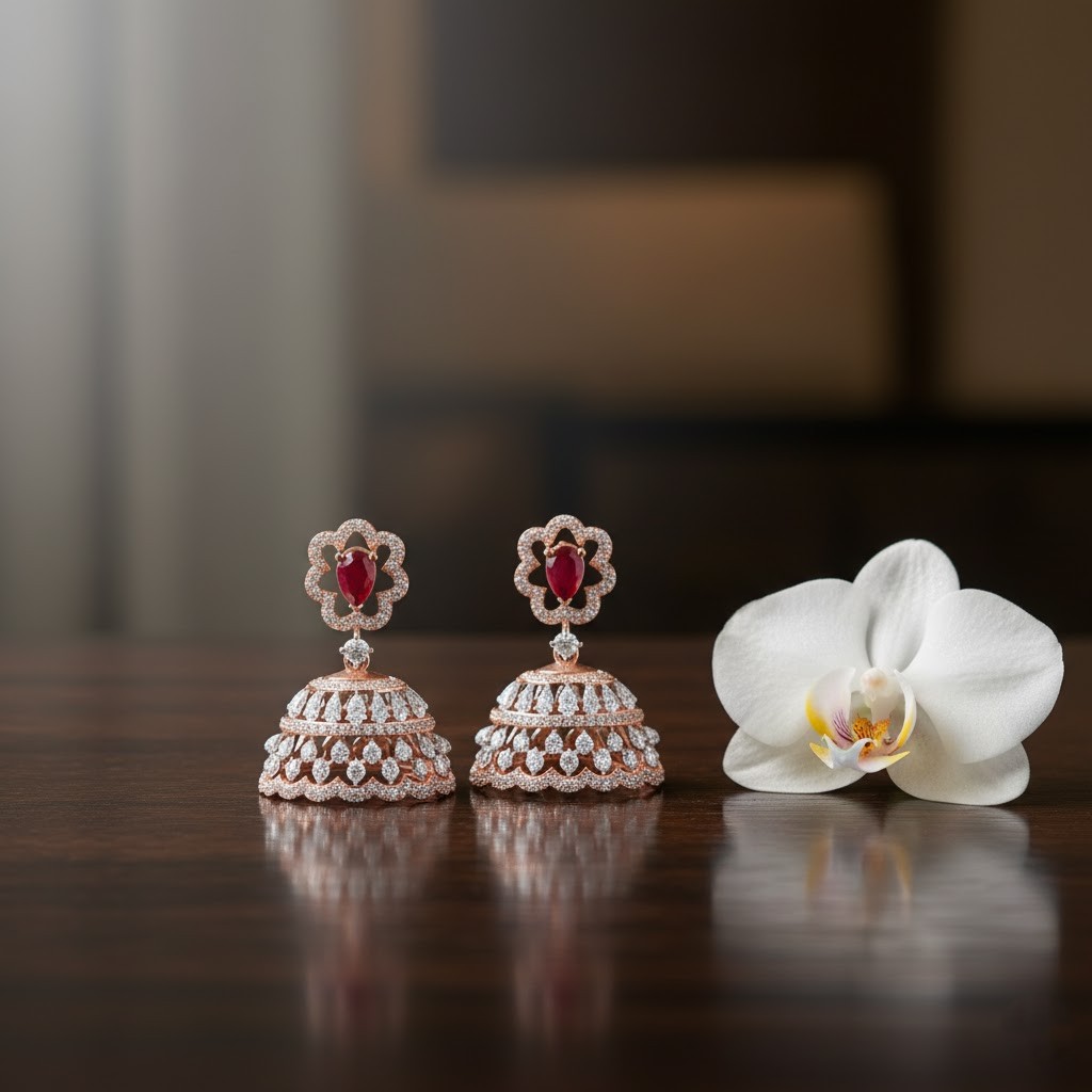 Royal Elegant Diamond Jhumkis