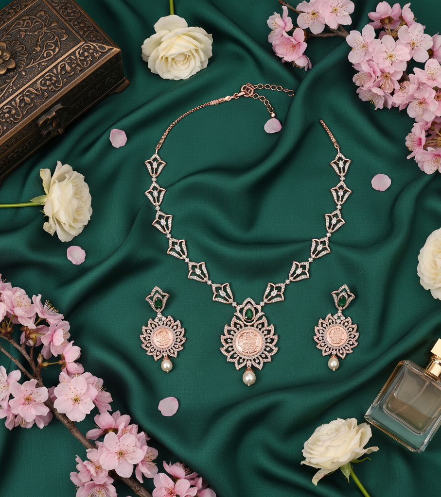 Delicate Aura Diamond Necklace with Spark Earrings - 3