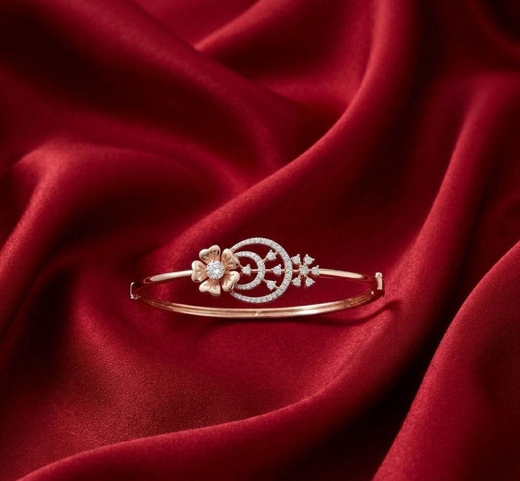 Diamond Floral Charm Bracelet