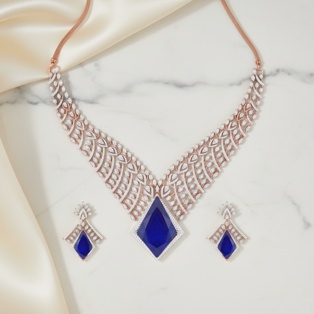Shimmering Diamond Aura Necklace Set