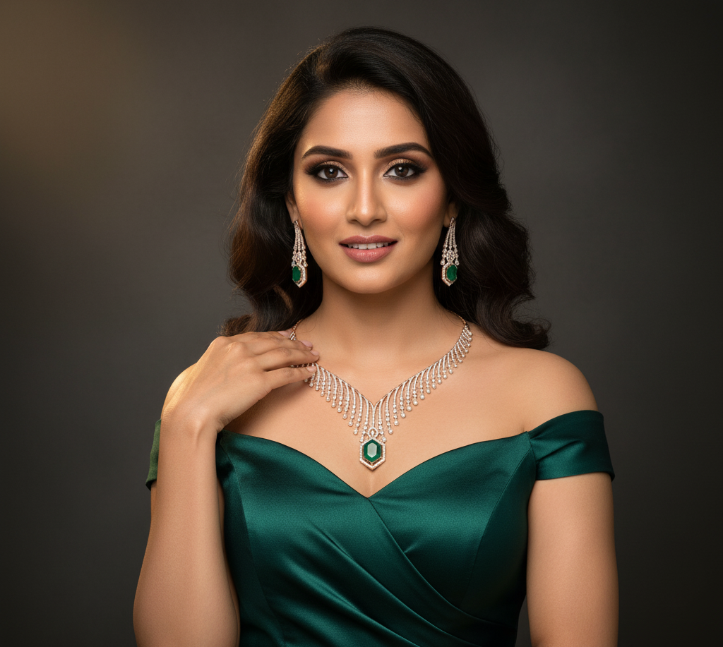 Modern Glow Diamond Necklace for Festive Wear - 3