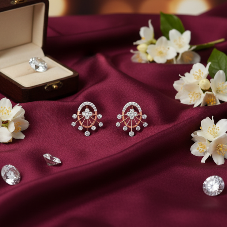 Elegant Diamond Stud Earrings with Polished Finish