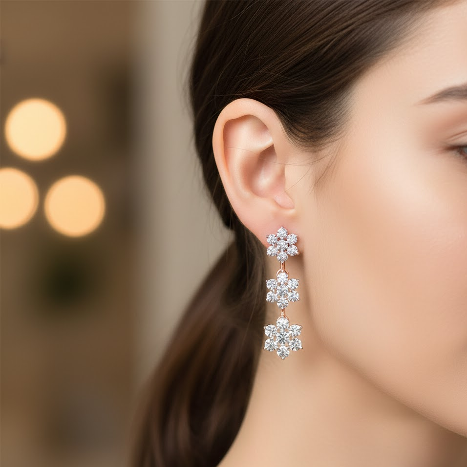 Sparkling Diamond Dangler Fashion Earrings - 3