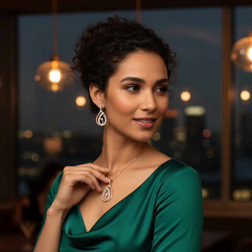 Elegant Diamond Pendent Set