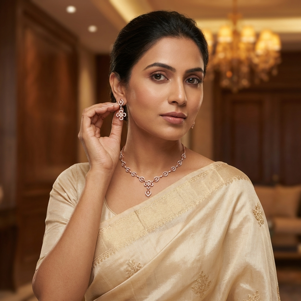Regal Diamond Charm Necklace Set - 3