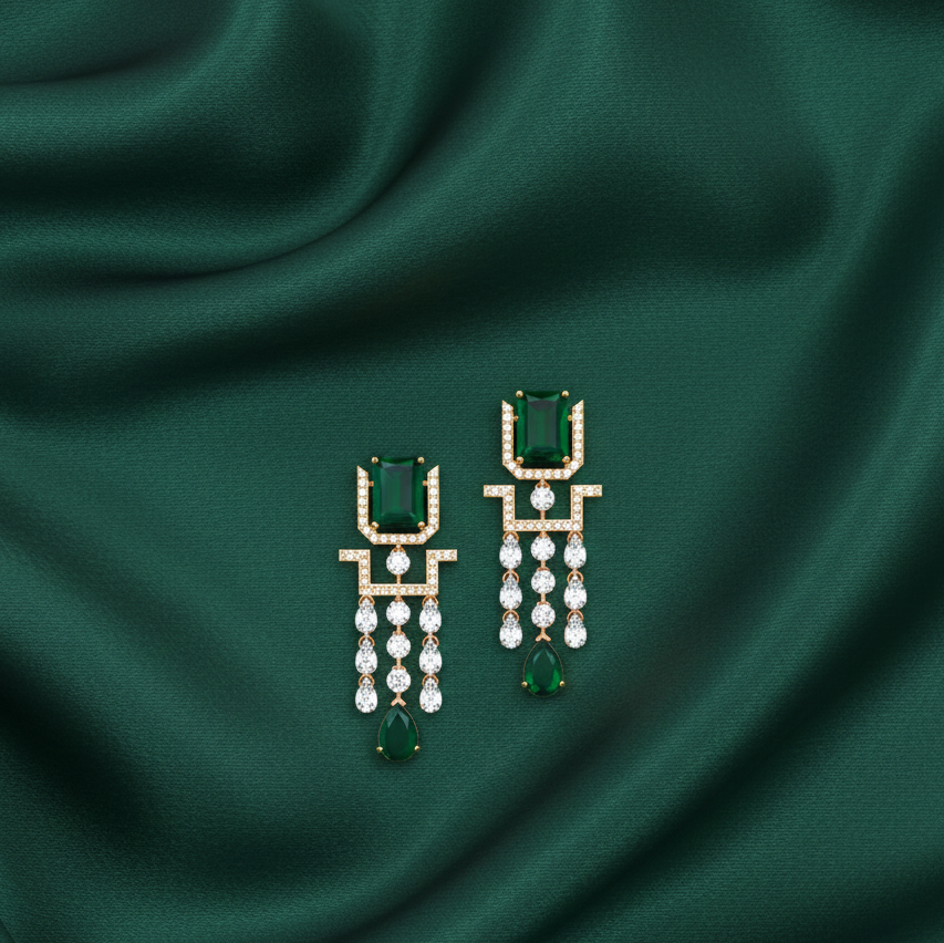 Polished Diamond Dangler Earrings