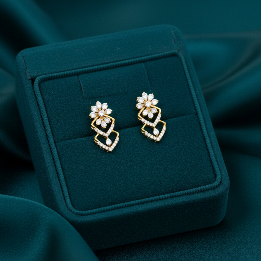 Elegant Diamond Stud Earrings with Lasting Shine - 3