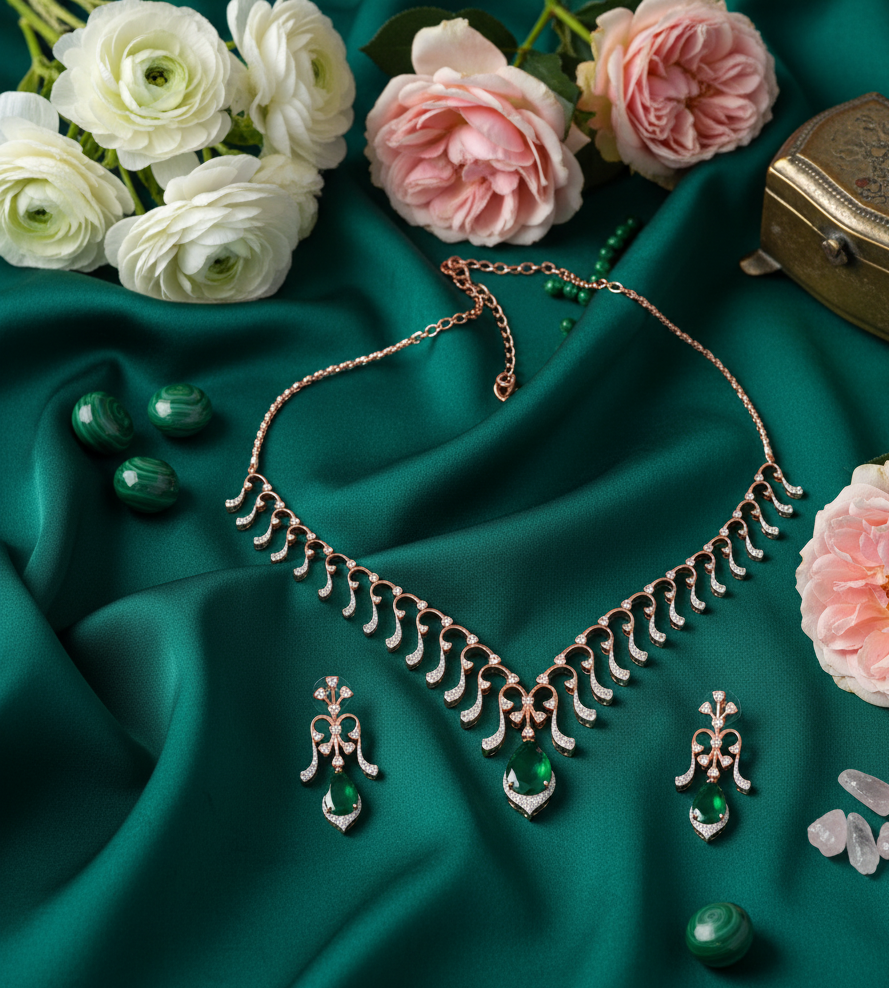 Shining Bride Diamond Necklace with Earrings