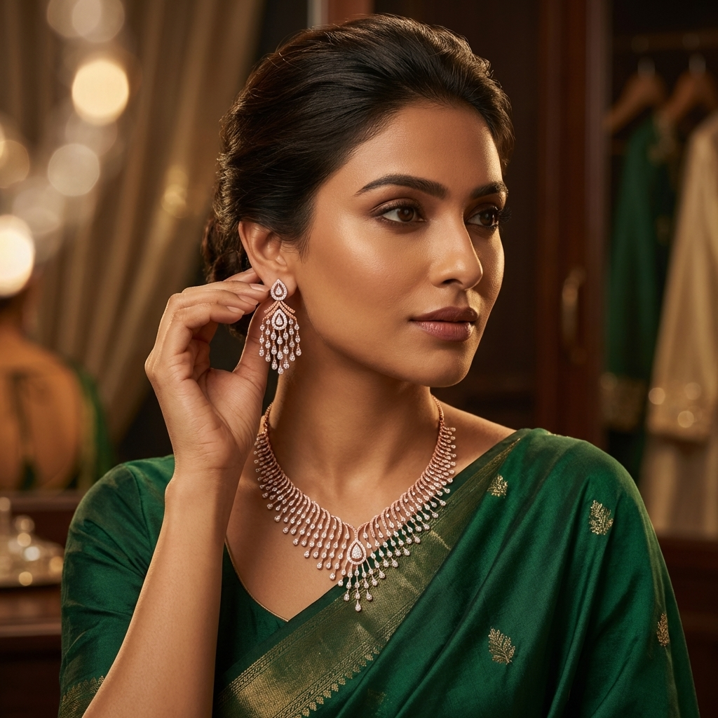 Classic Diamond Glow Necklace Set - 4