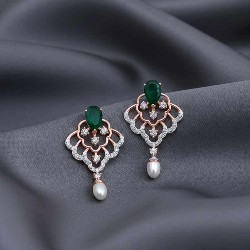 Elegant Crystal Diamond Dangler Earrings