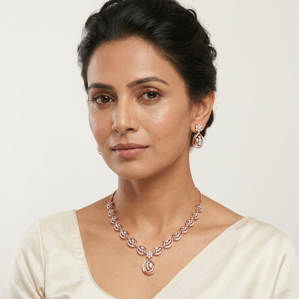 Classic Diamond Spark Necklace Set - 3