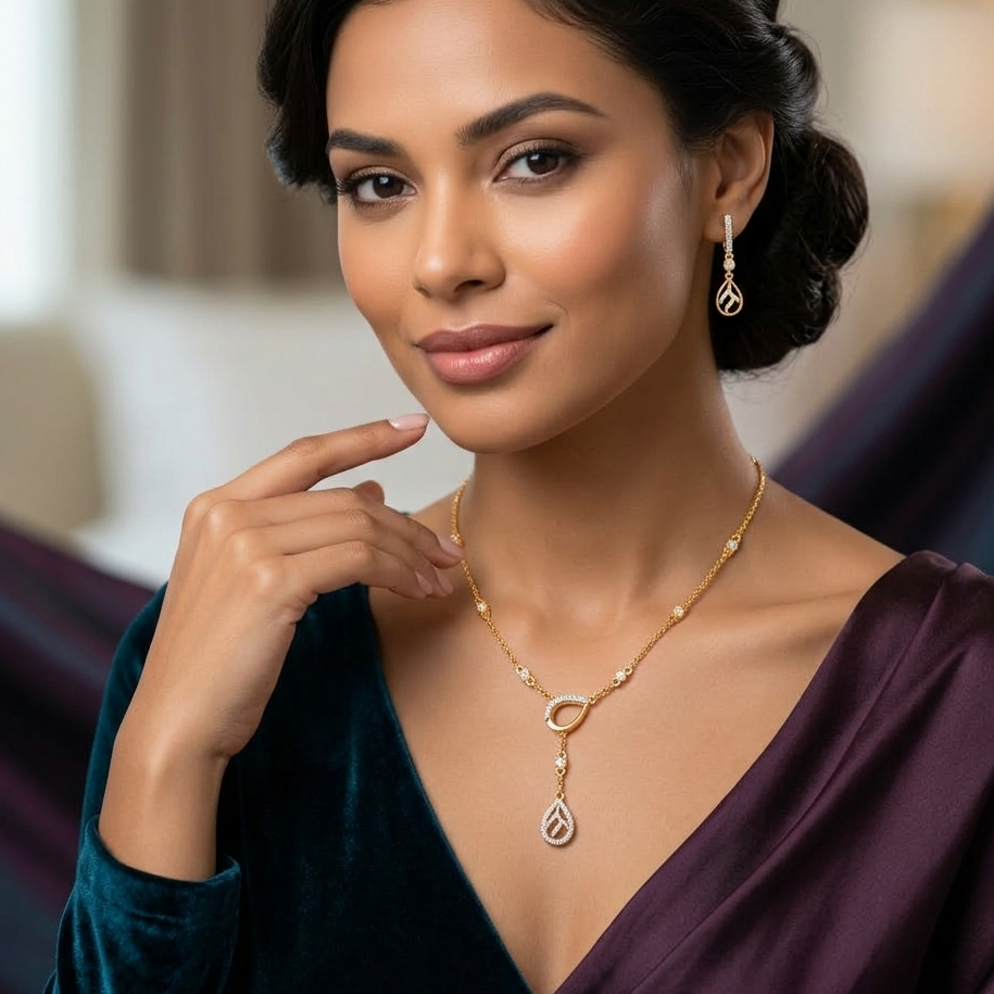 Elegant Diamond Enchant Necklace Set