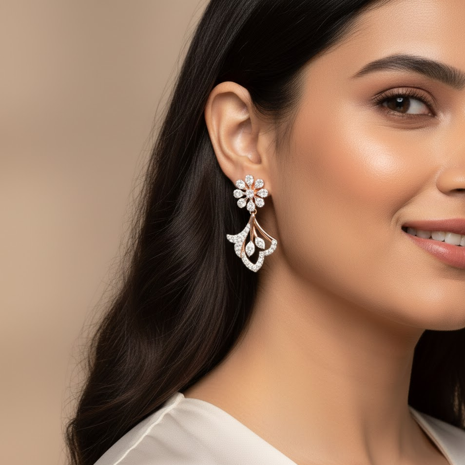 Fine Finish Diamond Dangle Earrings