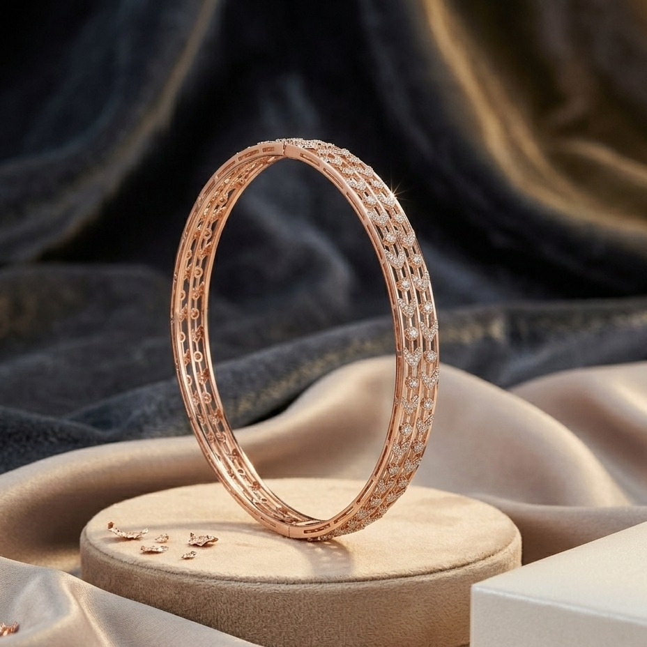 Twisted Gold Diamond Bangles