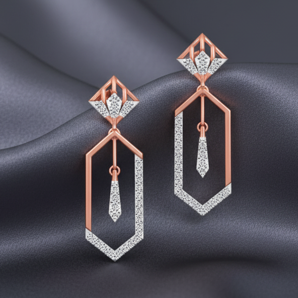 Regal Wave Dangler Diamond Earrings