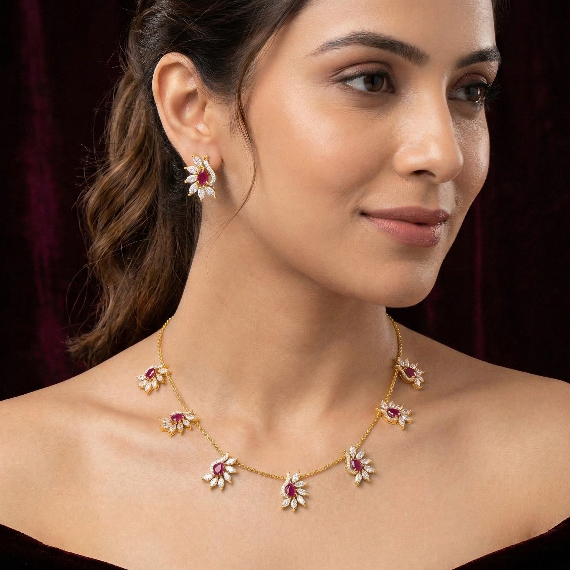 Luxury Diamond Aura Necklace Set - 3