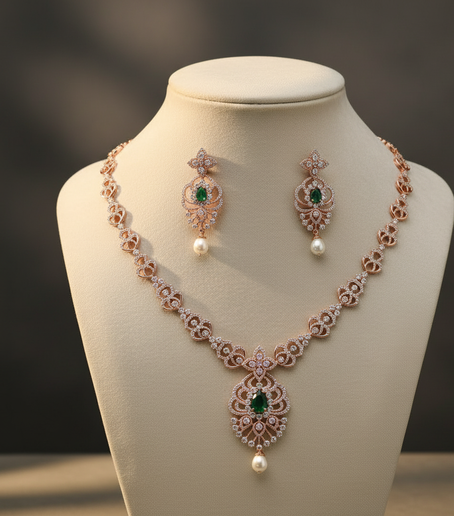 Diamond Grace Necklace with Designer Earrings