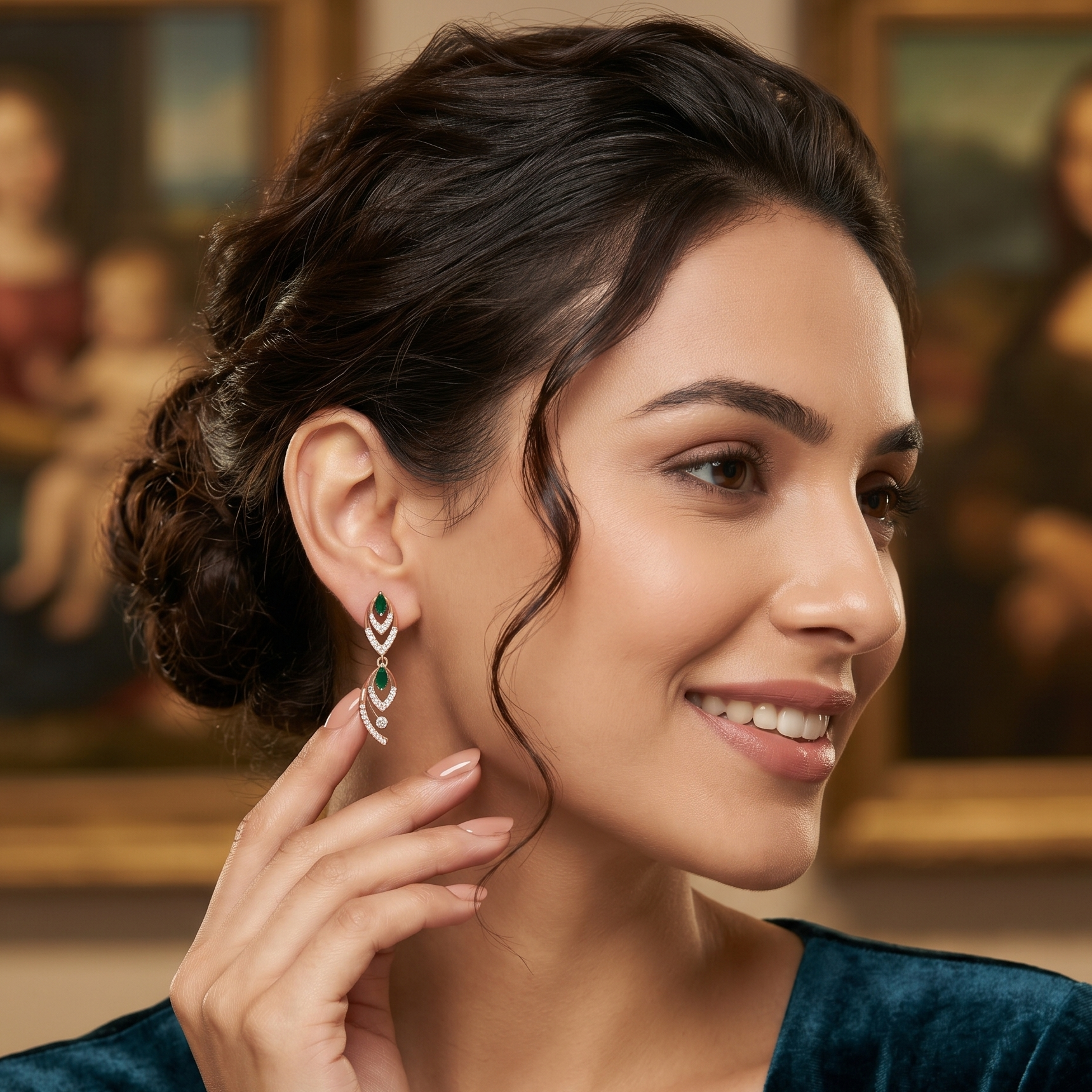 Stylish Sparkle Diamond Dangle Earrings - 3