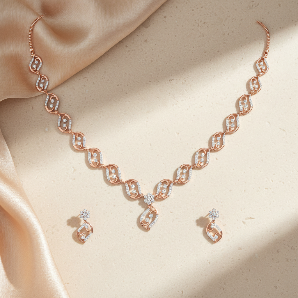 Glittering Diamond Radiance Necklace Set - 3