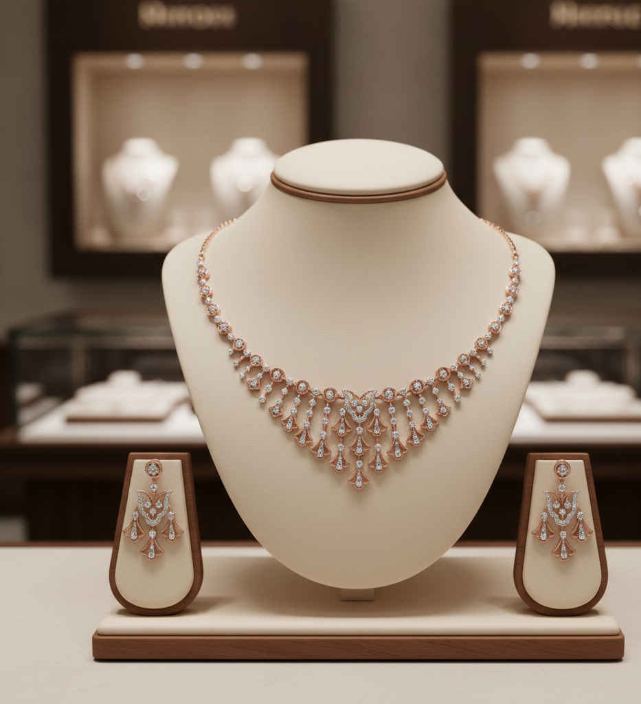 Refined Aura Diamond Necklace with Bright Earrings