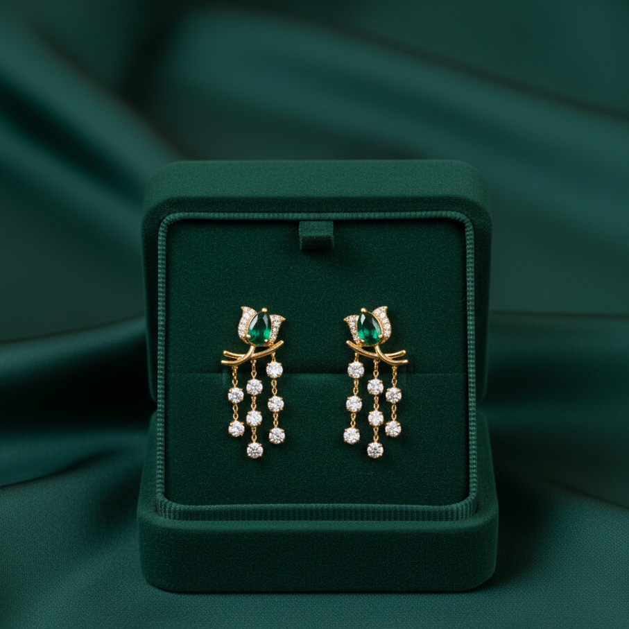Graceful Diamond Dangle Earrings - 3