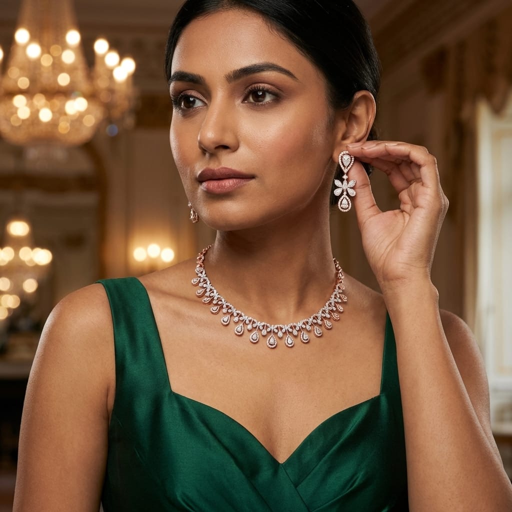 Ethereal Diamond Shine Necklace Set