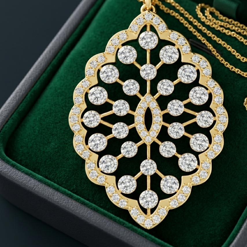 Diamond Floral Halo Pendant