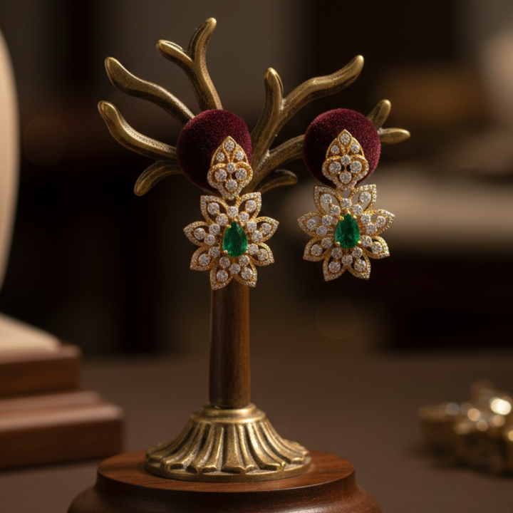 Elegant Modern Diamond Dangle Earrings