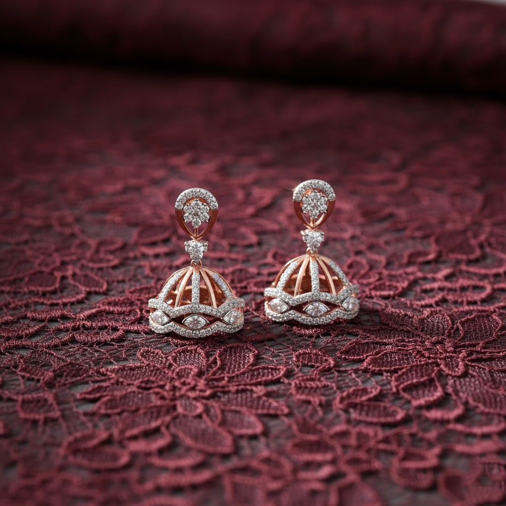 Lightweight Crystal Diamond Jhumkis