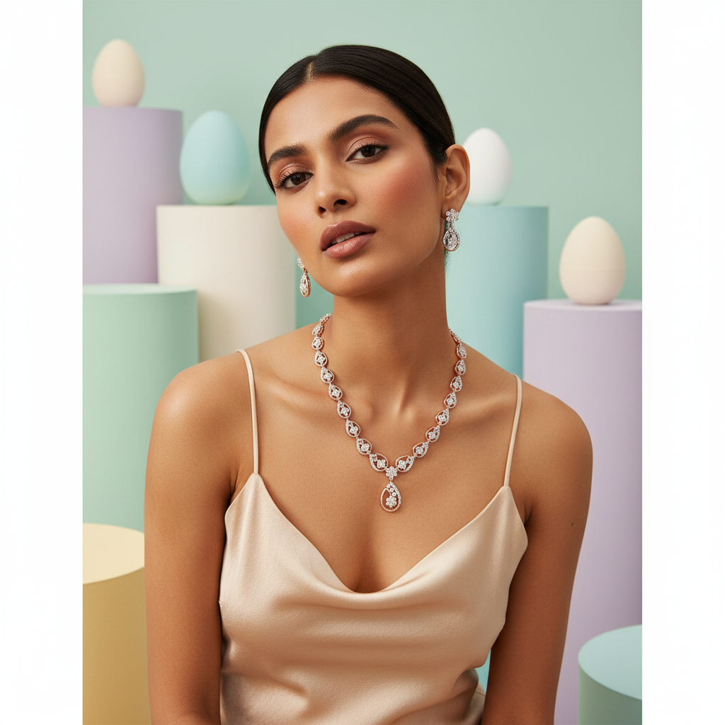 Classic Diamond Aura Necklace Set - 4