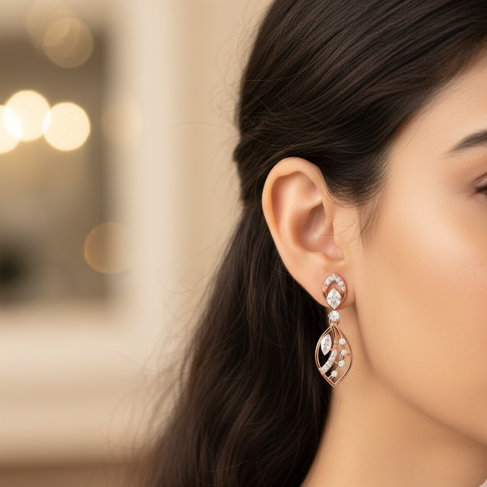 Modern Diamond Dangler Earrings - 3