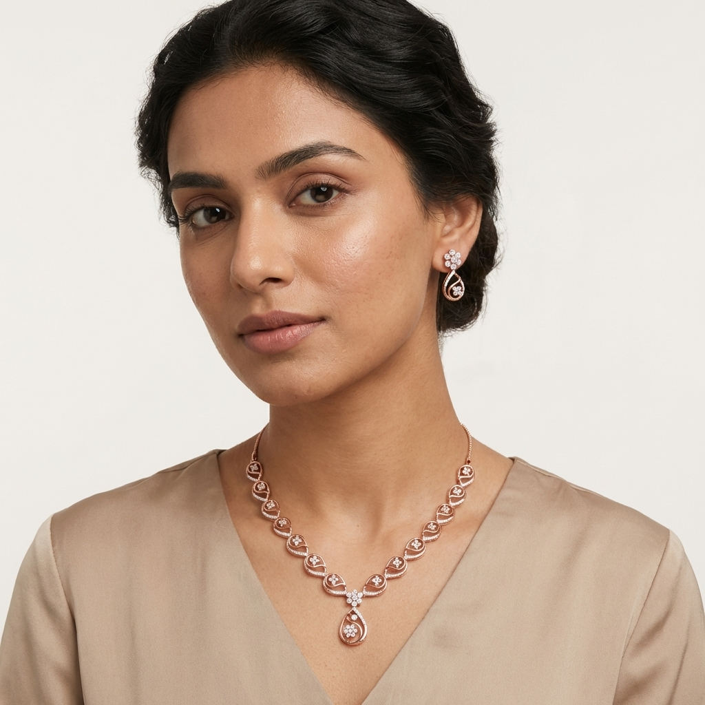 Glittering Diamond Grace Necklace Set - 3