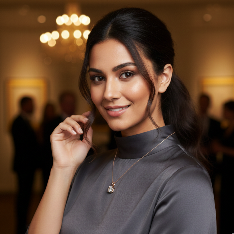 Luxe Sparkling Diamond Pendant - 3