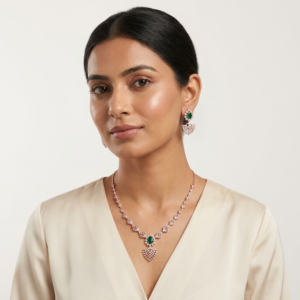 Shimmering Diamond Shine Necklace Set - 4