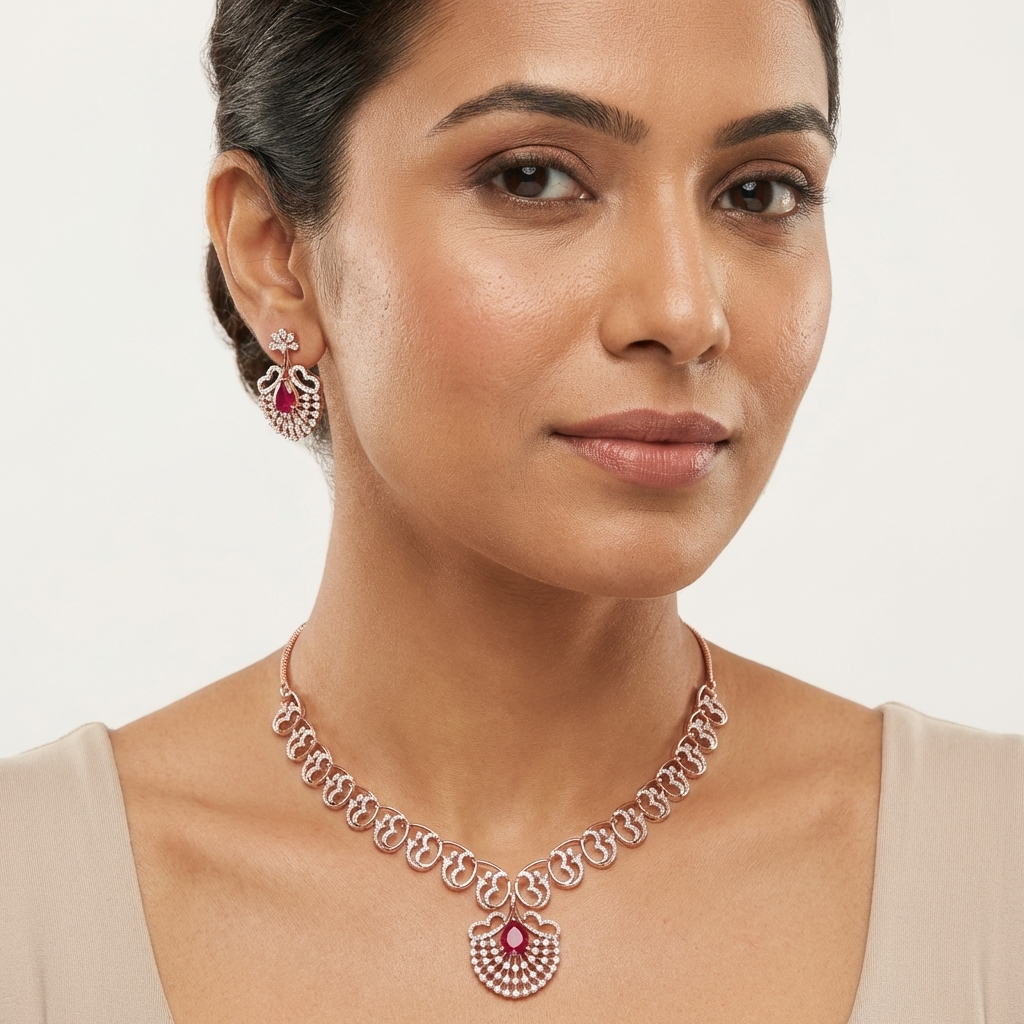 Shimmering Diamond Classic Necklace Set - 3