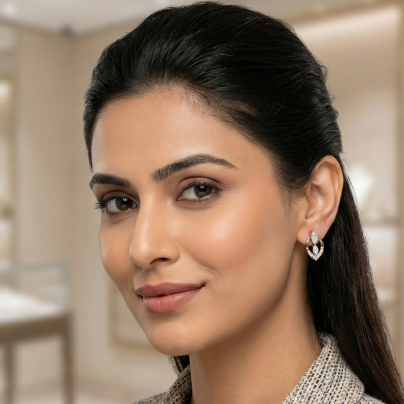 Classic Drop Diamond Pendant Earrings