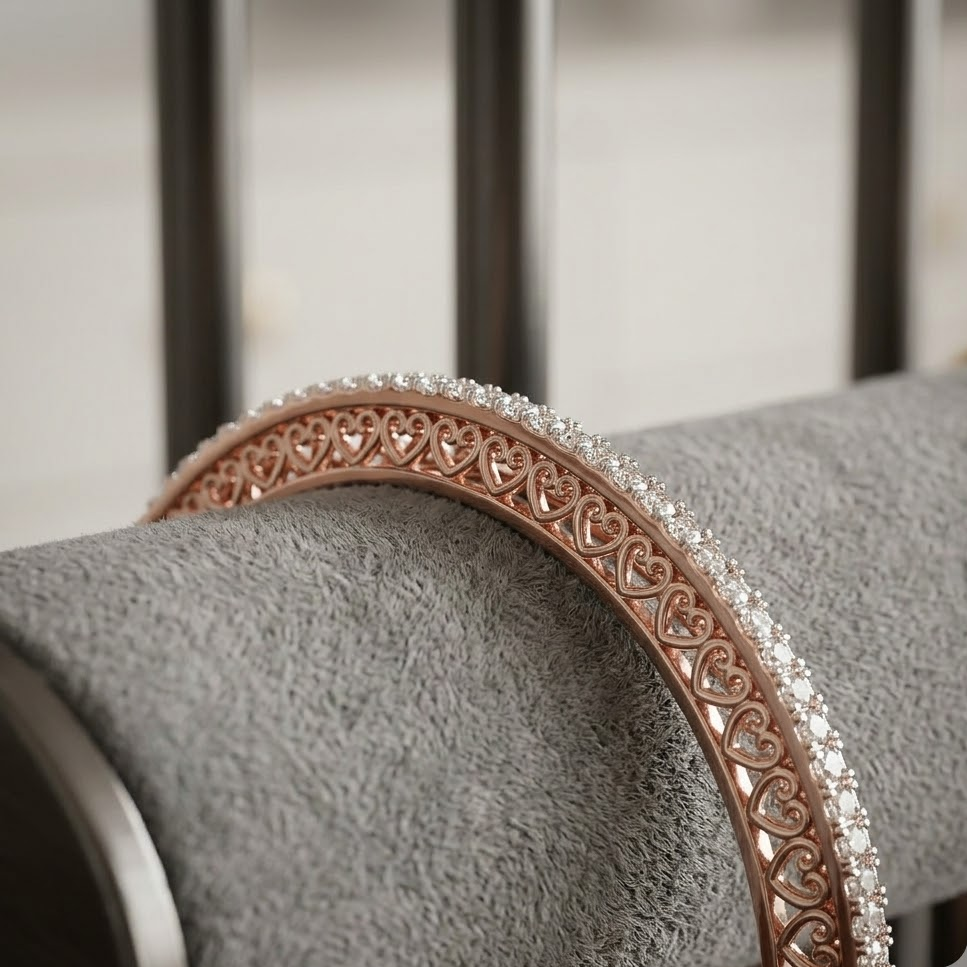 Floral Stone Diamond Bangles - 3