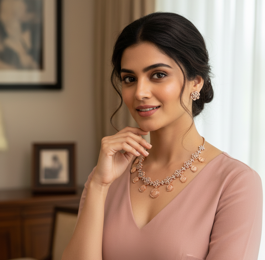 Traditional Bloom Coin Necklace Set - 3
