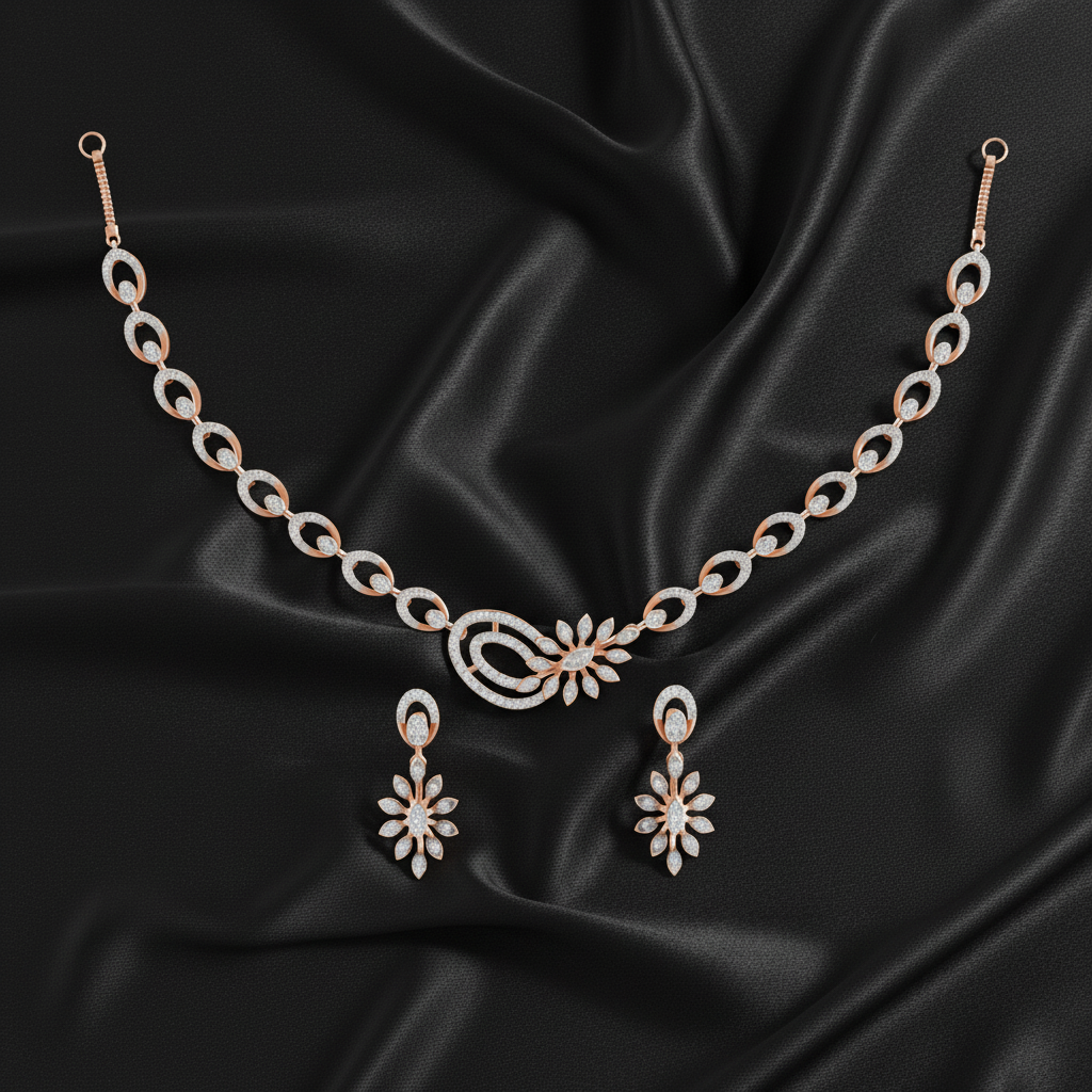 Sparkling Diamond Shine Necklace Set