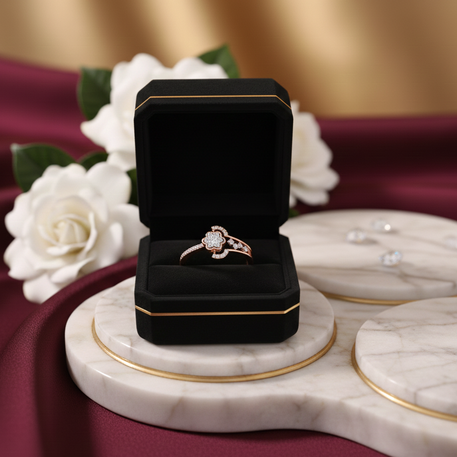 Queens Ivy Halo Diamond Ring