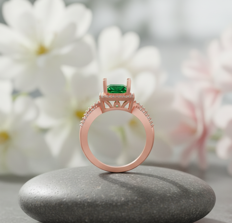 Apex Emerald Halo Diamond Ring - 3