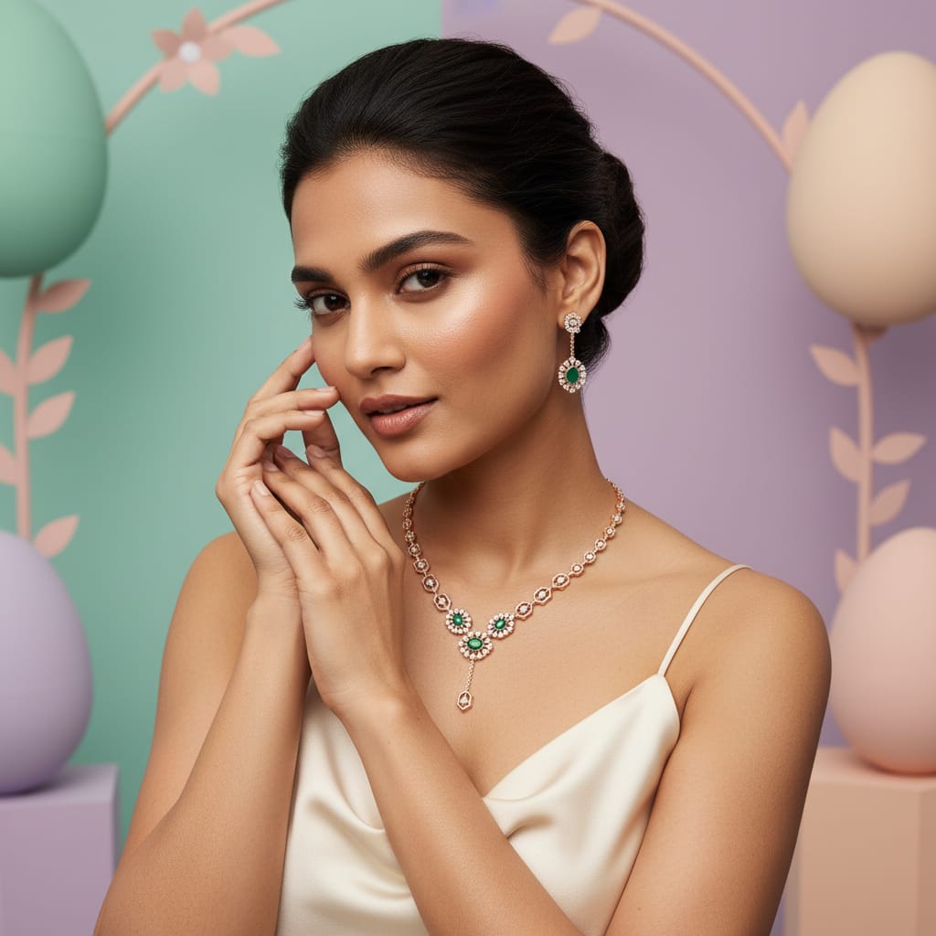 Imperial Diamond Shine Necklace Set - 3