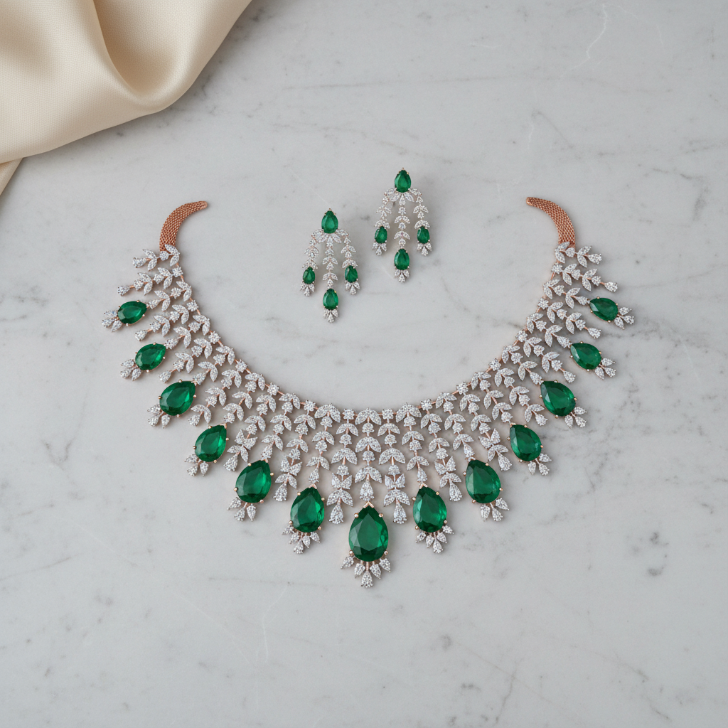 Fine Craft Diamond Wedding Necklace Set